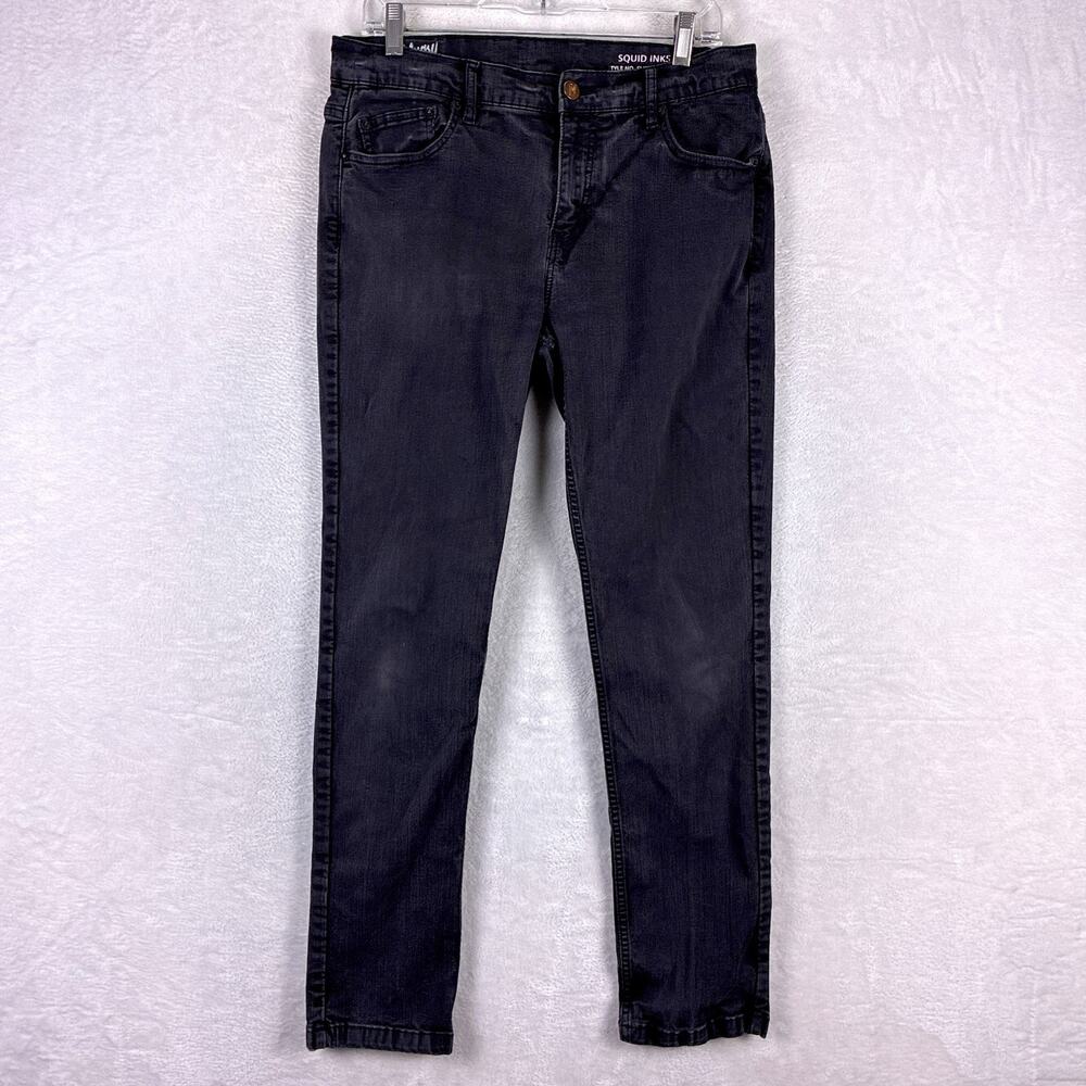 Mugsy Jeans Mens 32x31 Black Squid Inks Preppy Slim Straight Hipster Stretch